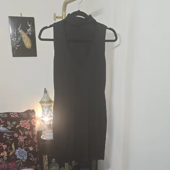 ambiance black dress Ambiance Apparel Women's Juniors Slim Ribbed Tank Mini Dress (S, Black)